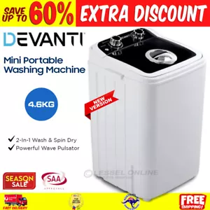 4.6KG Mini Portable Washing Machine - Black 2 In 1 Camping Caravan Spin Dryer - Picture 1 of 13