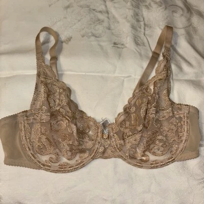 Sujetador Wacoal 36C Encaje Transparente Arabesco Con Aros Desnudo/Beige 85199 Sin Forro Foto 1 de 4