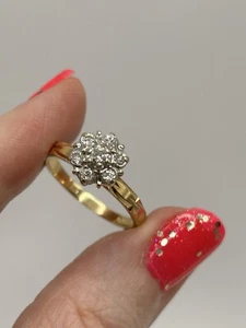 Estate 14k Yellow Gold Diamond Cluster Ring 3 Grams Size 7 - Picture 1 of 11