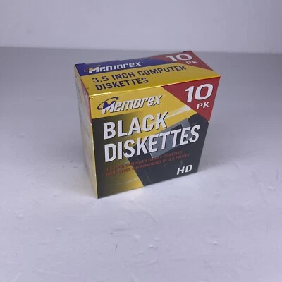 Genuine Memorex 10 Pack of Black Diskettes (3.5 Inch) Computer Floppy Diskettes  - Изображение 1 из 3