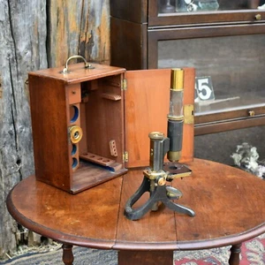 Antique James Swift & Son London Japanned Microscope Mahogany Case Incomplete  - Picture 1 of 9