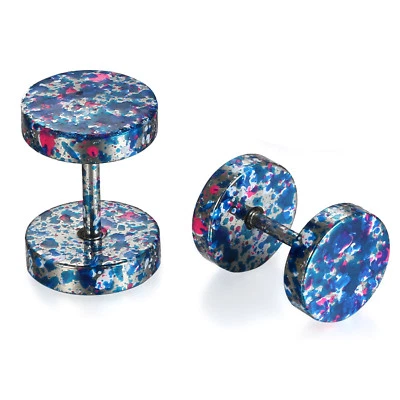 Brincos piercing masculinos femininos de aço inoxidável 8 mm duplo alargamento plugue de orelha falso - Imagem 1 de 2