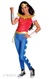 Girls WONDER WOMAN DELUXE Superhero DC Comic Halloween Fancy Dress Costume Kids - Picture 1 of 2