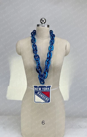 New NHL Rangers Blue Fan Chain Necklace Foam MI USA Cover