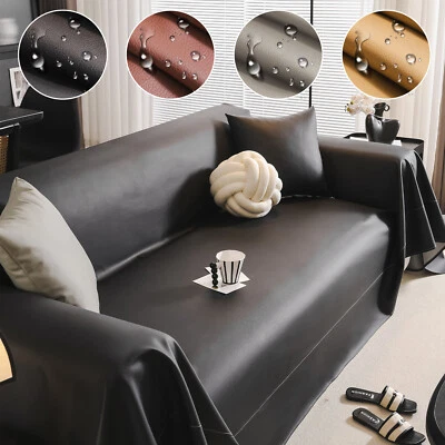 Waterproof PU Sofa Cover Anti-Scratch Slipcover 2/3/4 Seat Large Couch Protector - Image 1 of 4