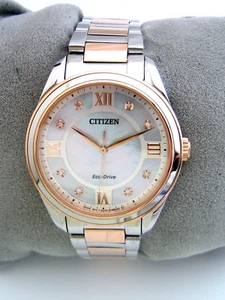 CITIZEN ECO DRIVE WATCH AREZZO DIAMOND WOMENS EM0876-51D STAINLESS STEEL GENUINE - Picture 1 of 9