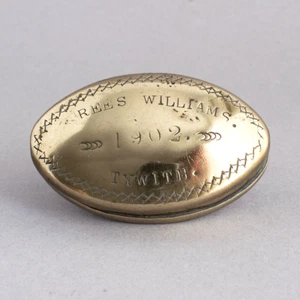 ANTIQUE Brass WELSH MINERS SNUFF TIN Box REES WILLIAMS 1902 TYWITH - Picture 1 of 5
