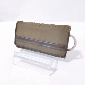 Burberry check key case Brown Authentic key ring button Dark Green #5728P - Picture 1 of 22
