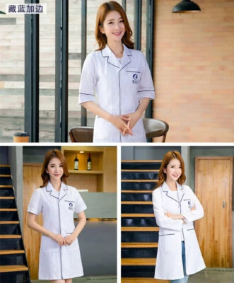 New Women Nurse Female Doctor White Dress Beautician Lab Coat Work Clothes (Rim) - Image 1 of 4