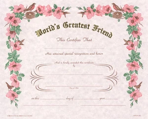 Carta "La più grande del mondo", 8" x 10" con cornice e env. Bordura rose selvatiche e uccellini - Foto 1 di 14