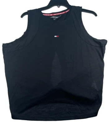 Camiseta sin mangas Tommy Hilfiger para mujer talla grande negra entrenamiento cruzado nudo trasero nueva Foto 1 de 4