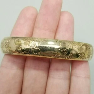Bracciale Vintage Oro Giallo Riempito Cerniera Inciso Amato - Foto 1 di 14