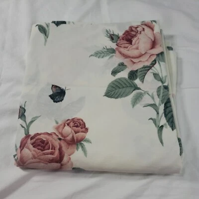 Sears Shabby Cottage 双床单粉色玫瑰蝴蝶刺绣复古二手状况完好 — 第 1/4 张图片