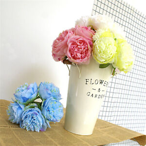 5Heads Silk Peony Fake Flower Bouquets for Wedding Home Office Party Hotel Decor