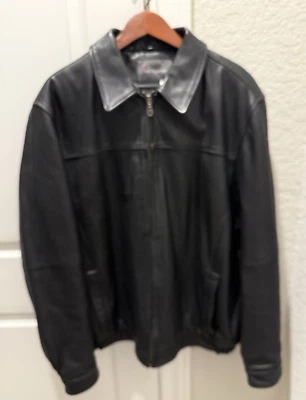 Vintage Croft and barrow black leather jacket  tall large LT L men's - Image 1 of 4