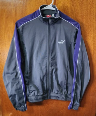 Chaqueta deportiva para mujer mediana Puma gris y púrpura con cremallera completa Foto 1 de 4