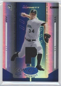 2004 Leaf Certified Materials Blue Mirror Position Fabric /100 AJ Burnett #1