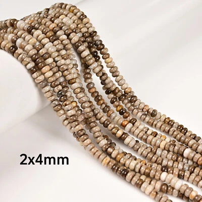 Silver Leaf Jasper Smooth Rondelle Beads 2x4mm 4x6mm 5x8mm 15.5" Strand - Image 1 of 4