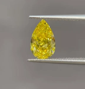 5Ct Natural Pear Cut Yellow Color diamond CERTIFIED D Grade VVS1 + 1 B3E - Picture 1 of 3