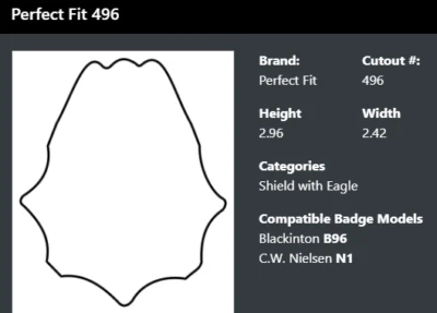 PERFECT FIT 716 Recessed Belt Clip Badge Holder SHIELD W/ EAGLE CUTOUT 496 B96 - Image 1 of 4