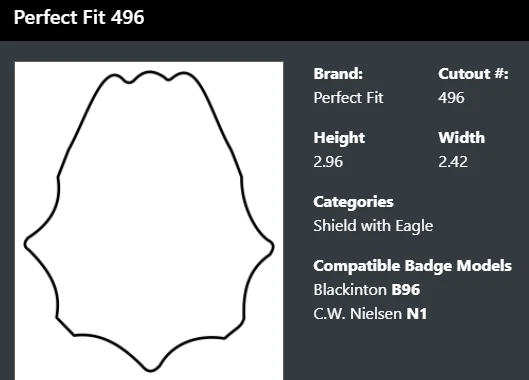 PERFECT FIT 716 Recessed Belt Clip Badge Holder SHIELD W/ EAGLE CUTOUT 496 B96 - Image 1 of 4
