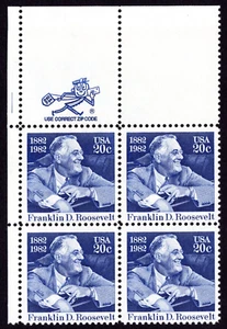 Scott #1950 Franlkin D. Roosevelt Zip Block of 4 Stamps - MNH - Picture 1 of 1