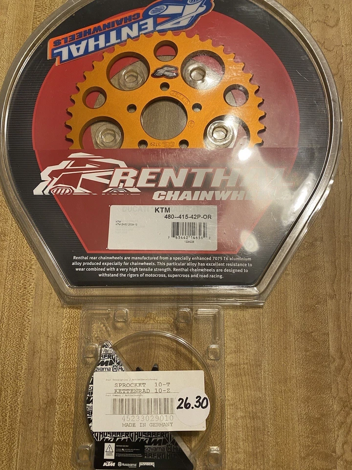 OEM KTM 10T Front Sprocket & Renthal Orange 42T Rear For 2009-2013 KTM 50SX Mini - Изображение 1 из 1