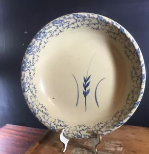 Roseville Ohio 12" Blue Stoneware Pottery Pasta Bowl Vintage - Picture 1 of 9