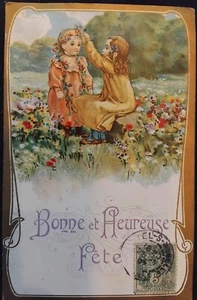N°790/34 1 Carte Postale Ancienne Bonne Fête Ecrite - Foto 1 di 2