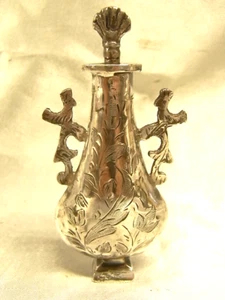 SOLID SILVER SNUFFBOX PERFUME BOTTLE KHÔL BERBER ETHNIC BOTTLE SILVER - Picture 1 of 10