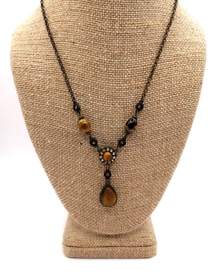 Hermoso ojo de tigre Avon vintage gota en Y delicado con pedrería Foto 1 de 4