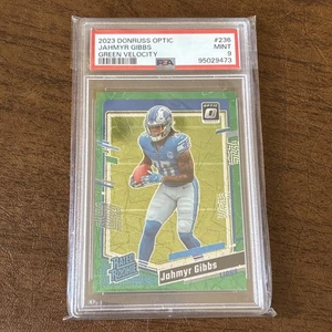 2023 Panini Optic - Rated Rookie Jahmyr Gibbs Green Velocity Prizm (RC) PSA 9 MT - Picture 1 of 2
