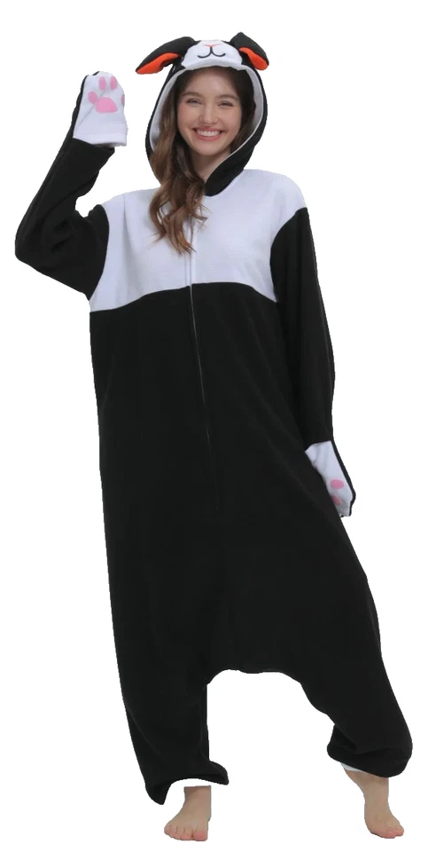 Pijama Kigurumi Adulto Nederland Rabbit Onesi3 Disfraz, Negro/Blanco, S Foto 1 de 4