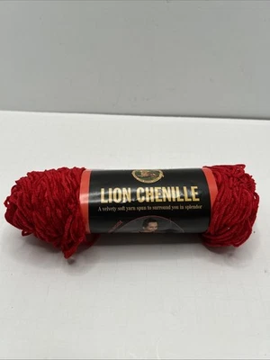 yarn crochet Lion brand chenille skeins Red color Garnet - Image 1 of 2