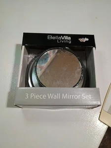 3-Piece Wall Mirror Set * Black Finish Circle Shape *  Brand New! - Picture 1 of 2