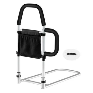 Riel de cama riel de seguridad para cama para adultos mayores con correa de fijación de bolsillo de almacenamiento - Imagen 1 de 11