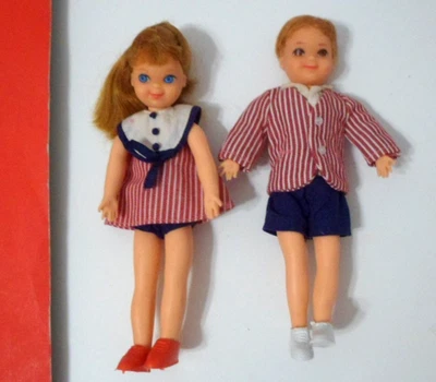 MATTEL #3556  TODD & TUTTI SUNDAE TREAT  6" DOLL TITIAN HAIR 1960S SKIPPER  1966 - Image 1 of 4