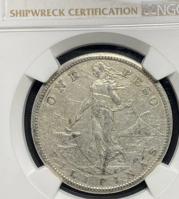 PHILLIPINES Manila Bay WWII SEA SALVAGED, WW2 Japan Shipwreck 1907 Peso Coin NGC - Image 1 of 4