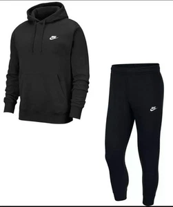 Conjunto de chándal con capucha y pantalones para correr negros con logotipo de Nike Club para hombre - Imagen 1 de 2