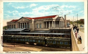 Postal Estación Burlington Omaha Nebraska Estación de Tren Ropa Vintage - Imagen 1 de 2