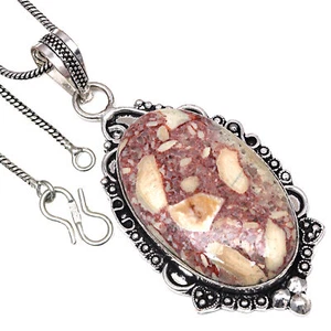 Pendant Wild Horse Jasper Gemstone Valentine'Day Gift Silver Jewelry 2.75" - Picture 1 of 7