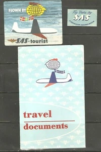 SAS SCANDINAVIAN baggage label, travel TOURIST INFO  TICKET  folder, original  - Picture 1 of 2