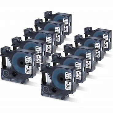 10PK For Dymo D1 Black on White S0720530 Label Tape Cassette 45013 1/2" 12mm 160 - Image 1 of 4