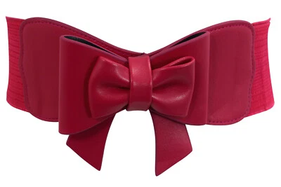 Dancing Days Hot Pink Large Bow Accent Elastic Wide Stretch Waist Belt - Image 1 of 4