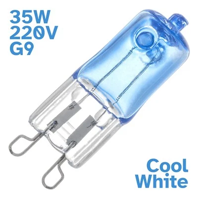 1pc 35W Cool White G9 Cold Blue Coated Clear Halogen Bi-Pin Light Bulb 220-240V - Image 1 of 3
