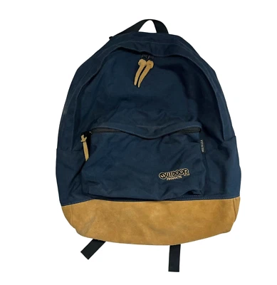 MOCHILA INFERIOR DE CUERO DE GAMUZA AZUL/MARRÓN DE COLECCIÓN AÑOS 90 PRODUCTOS EXTERIORES Caminata Gimnasio Bolso Foto 1 de 4