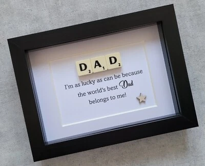 5. Dad | Scrabble Art Picture Frame | Happy Father's Day Dad Daddy Father - Image 1 of 4