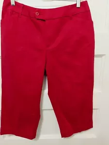 Nwts $30 St John's Bay Ladies Size 10P Red Hidden Stretch Waistband Capri Pants - Picture 1 of 7