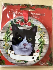 SCHWARZ-WEISSE KATZE KERAMIK WEIHNACHTSSCHMUCK NEU MIT ETIKETT - Bild 1 von 4