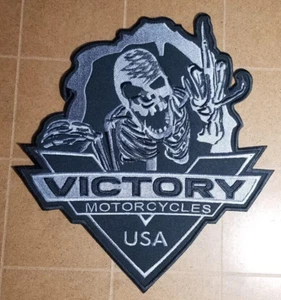 New Victory Motorcycles Skeleton fliping Bird Embroidered approx 10x10.25" Patch - Picture 1 of 2